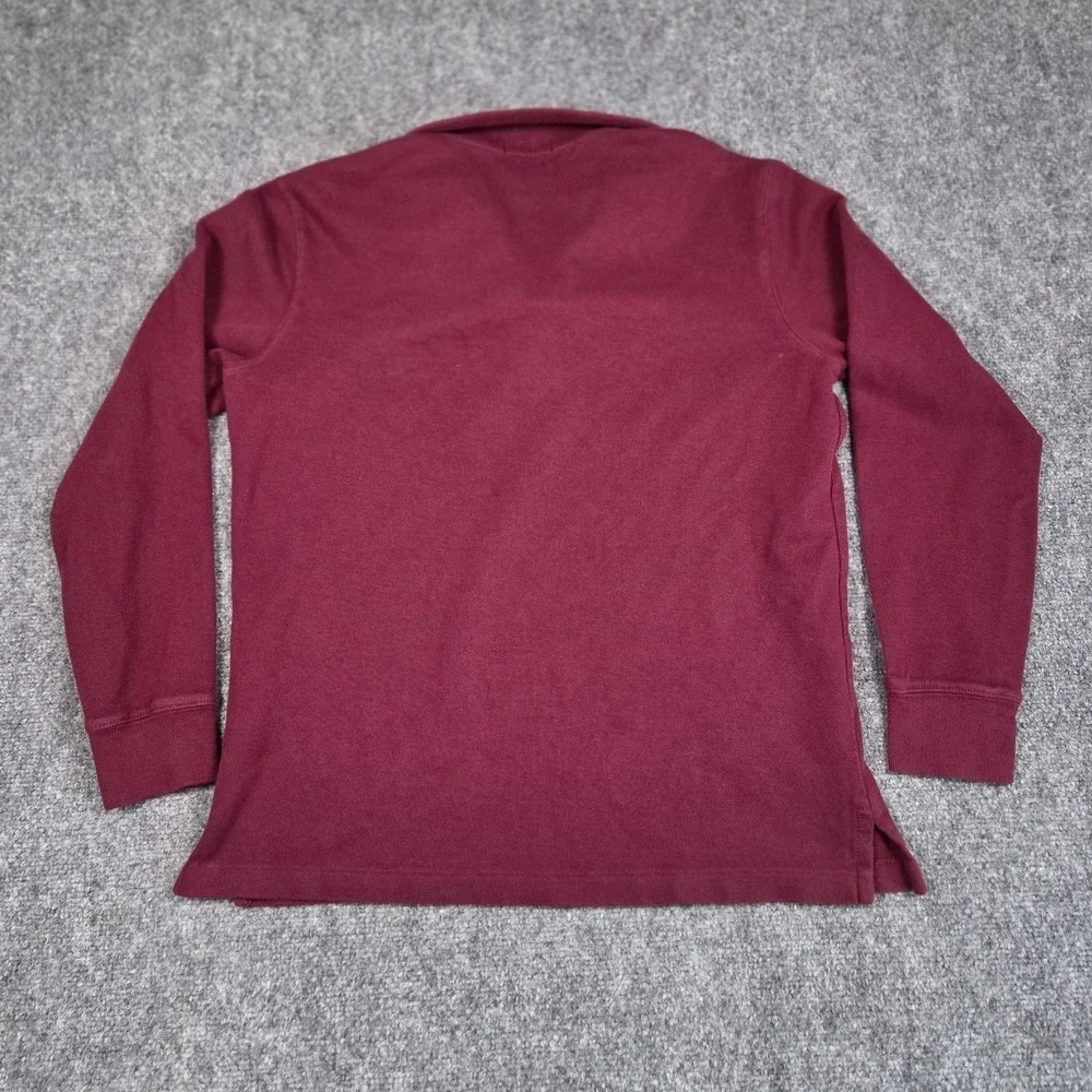 Polo Ralph Lauren Sweater Mens Medium‎ Quarter Zip Pullover Burgundy Rib Cotton